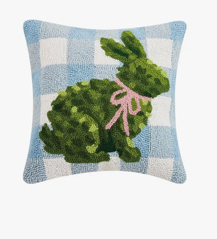 Blue/White Gingham Bunny Topiary Hook Pillow