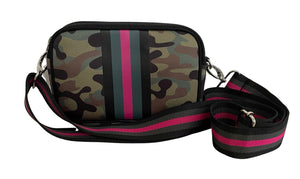 Neoprene Dual Belt/Crossbody Bag - Dark Green Camo/Pink