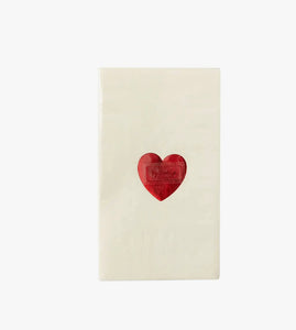 Valentine Red Foil Heart Guest Napkin - Sets of 18