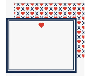 Heart with Blue Border Flat Notecards