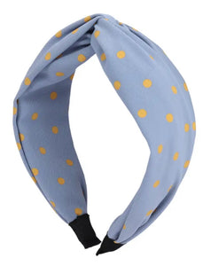 Knotted Headband-Blue Polka Dot