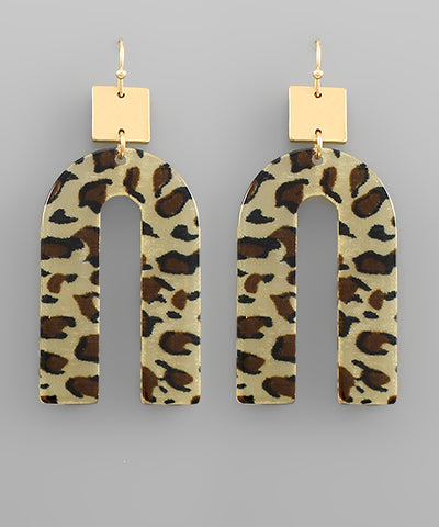 Leopard Acrylic Arch Earrings
