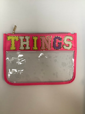 Pink and Clear THINGS Zipper Pouch