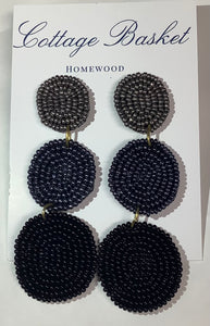 Gold, Gray, and Black 3-Tiered Earrings