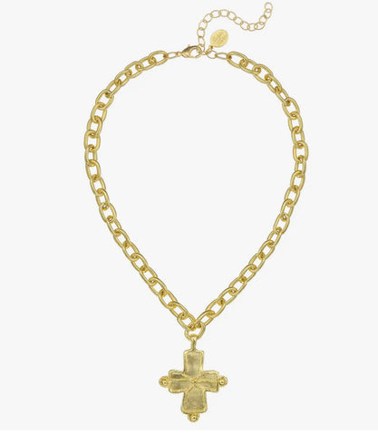 Susan Shaw Gold Cross on Chain Necklace (3913)