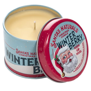 Winter Berry Mini Santa Tin Candle