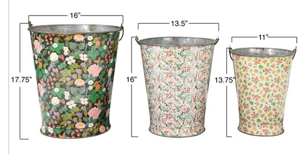 Med floral metal bucket