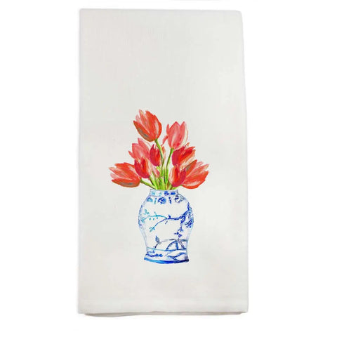 Tulips in Ginger Jar Tea Towel