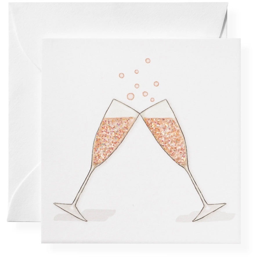 Peach Champagne Flutes Enclosure Card