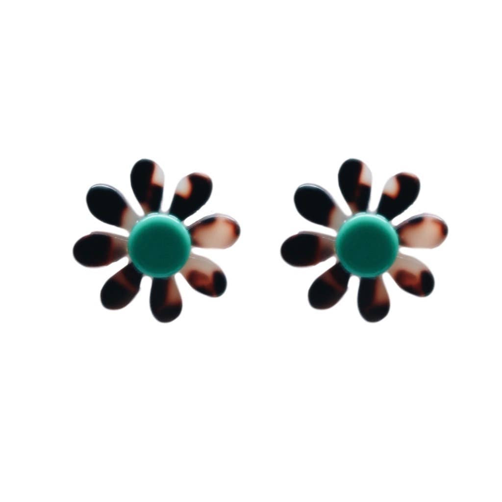 Daisy Tortoise Stud Earrings