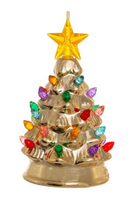 Light Up Gold Christmas Tree Ornament