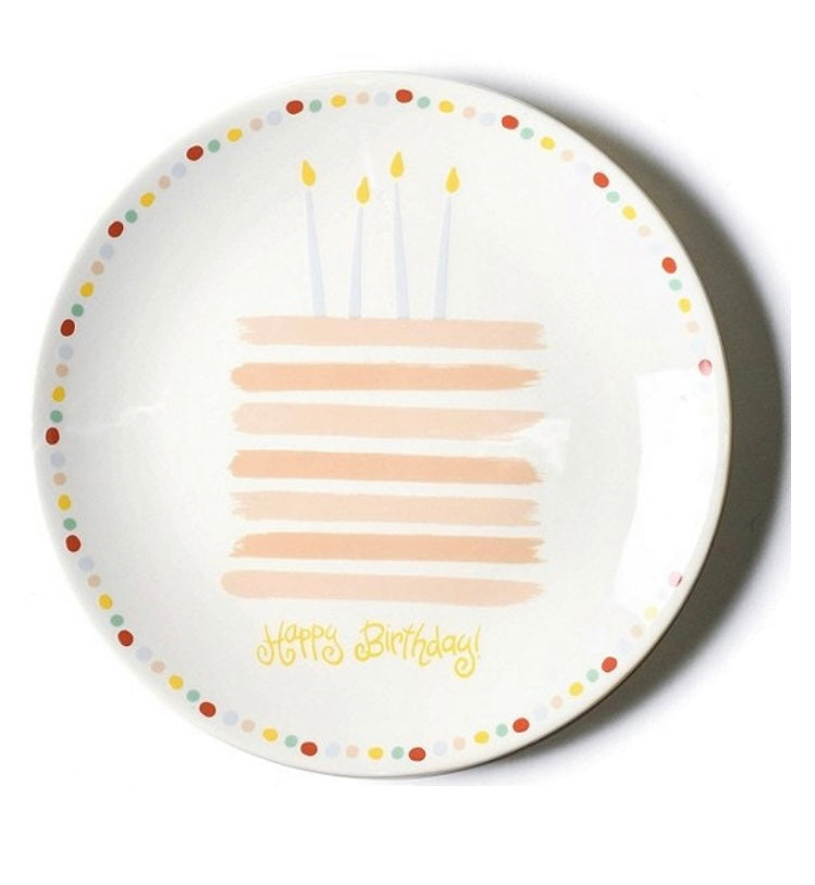 Coton Colors Pink Happy Birthday Cake 8” Salad Plate