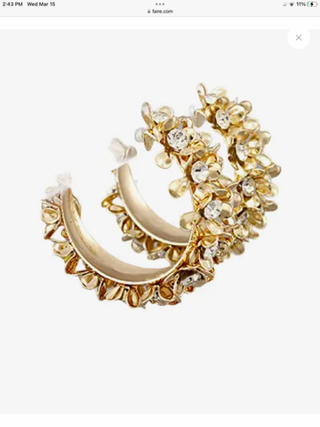 Jeweled Gold Hoop Earrings