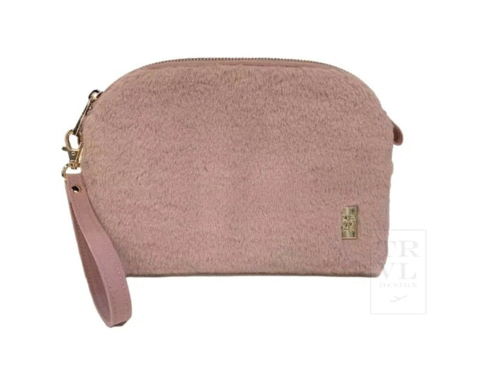 TRVL Luxe Dome Clutch-Faux Fur Rose