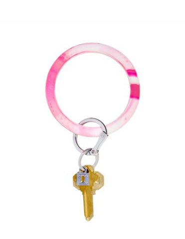 Silicone Tickled Hot Pink Marble oventure key ring