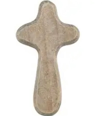 Gray Hand Held Wooden Cross