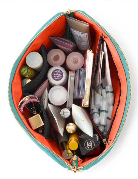 Kusshi Everyday Makeup Bag- Turquoise/Orange