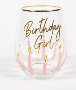 Birthday girl stemless glass