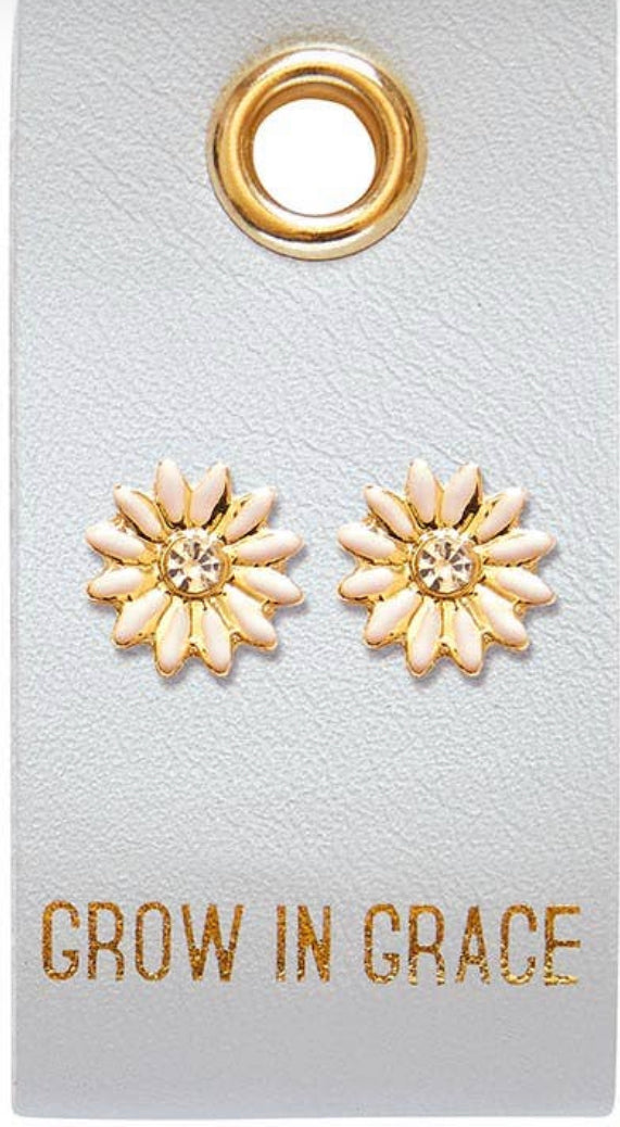 Pink daisy earrings