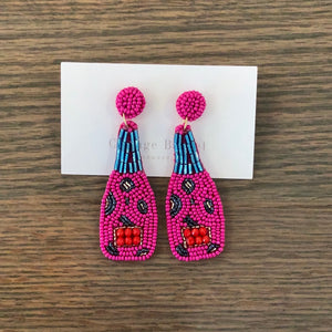 Hot pink bottle earrings