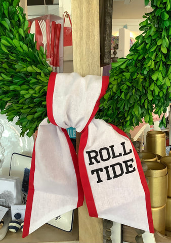 White with Red Trim Roll Tide Wreath Sash