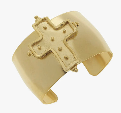 Susan Shaw Dotted Gold Cross Cuff Bracelet (2134cg)