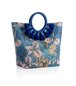 Blue “Brazil” Straw Tote
