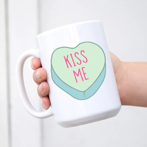 Kiss Me Conversation Heart Mug