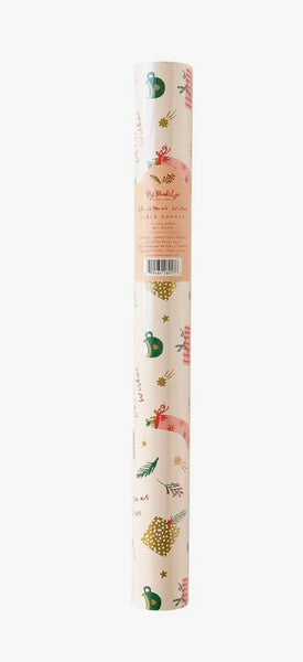 Pale Pink Christmas Motif Paper Table Runner
