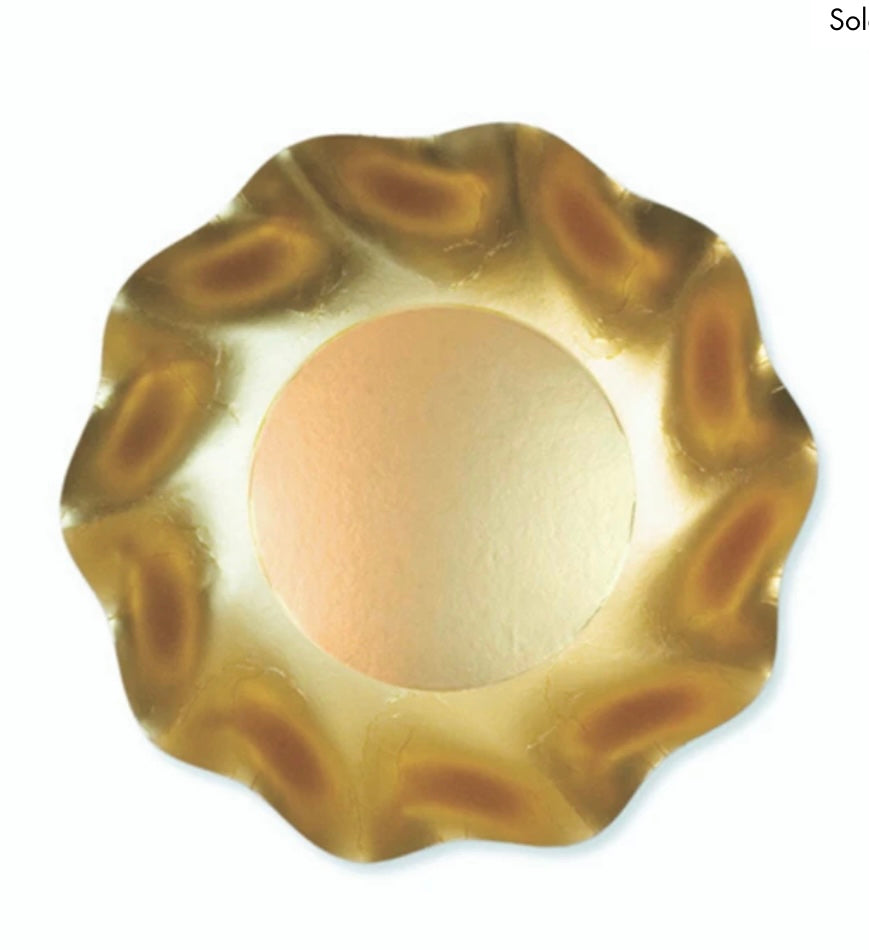 6.5” Wavy Gold Paper Appetizer Bowls (Pack of 8)
