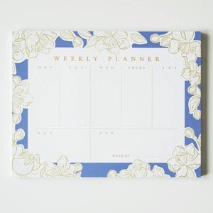 Blue Floral Weekly Planner Pad