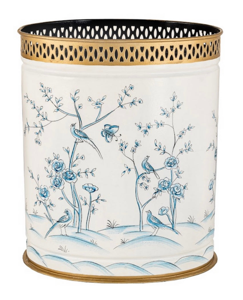 Ivory/Blue Wastepaper Basket