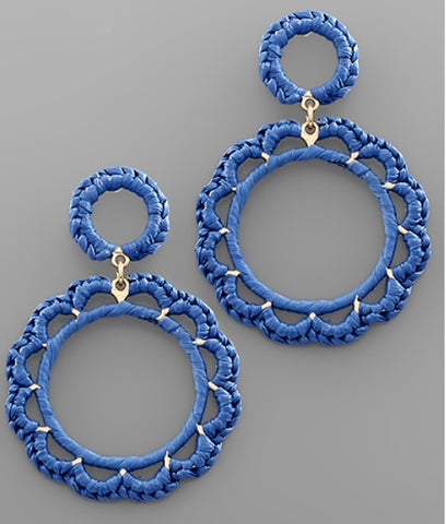 Blue Scallop Circle Earrings