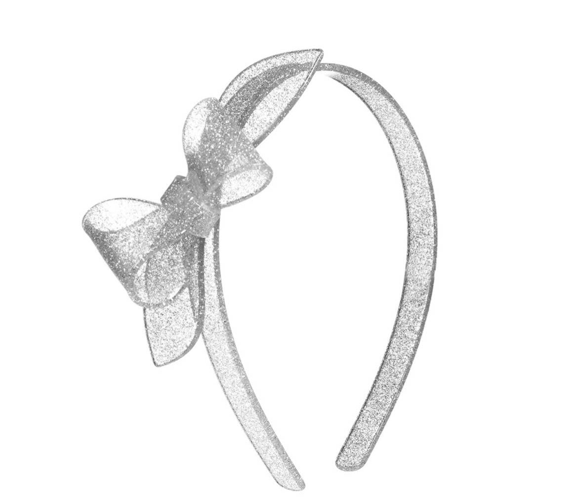 Silver glitter girl’s bow headband- girls