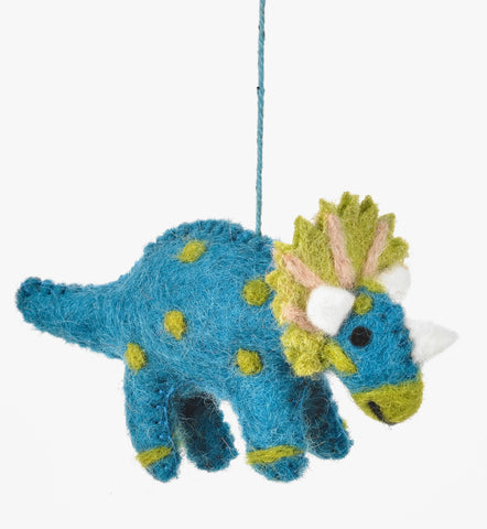 Handmade Felt Triceratops Ornament