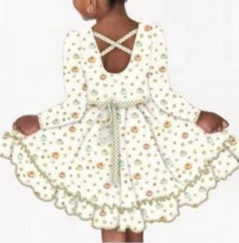 Vintage Pumpkin Cross Back Twirl Dress- Size 18-24 months