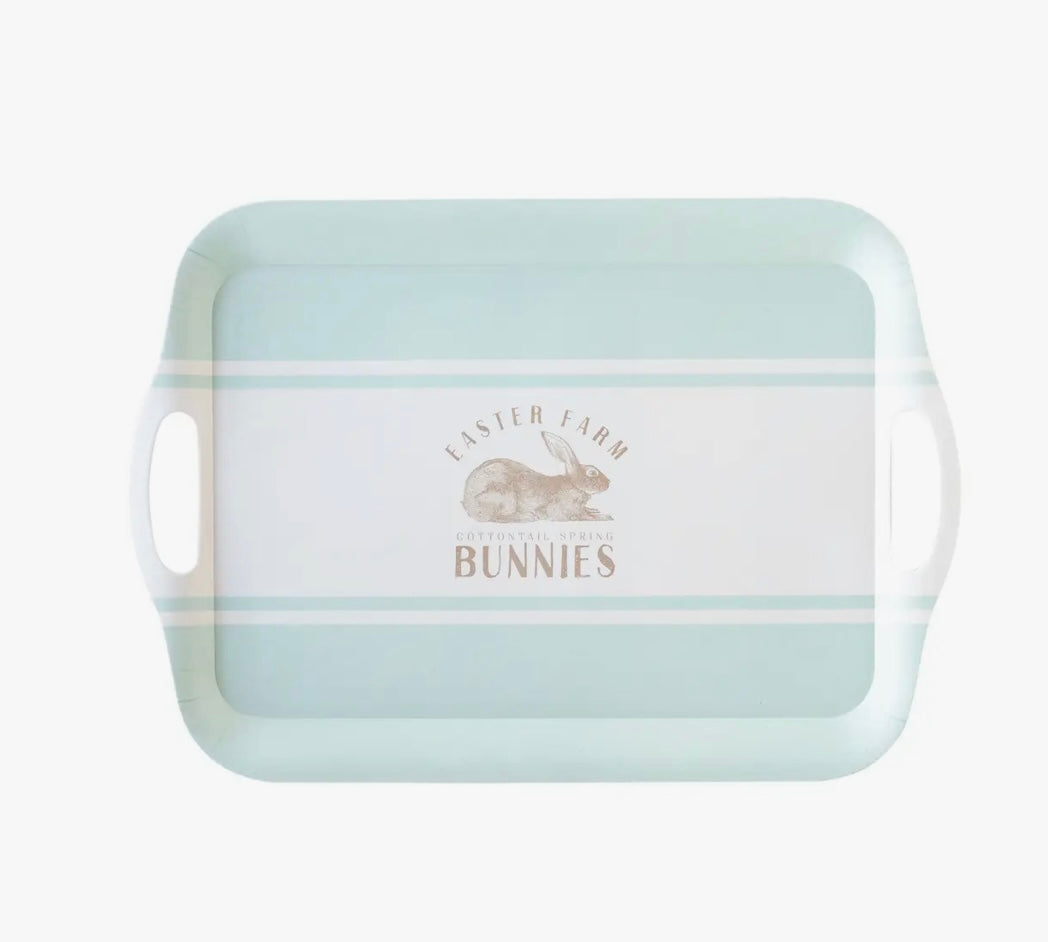 Mint Easter Farm Bamboo Tray