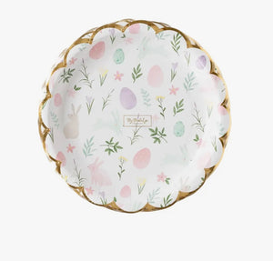 Easter Floral Bunny Scalloped Paper Plates