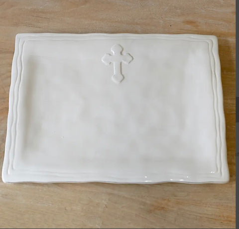 White Cross Platter-11.5” x 15.5”