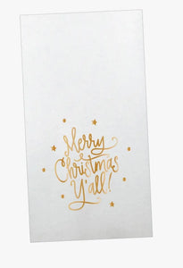 White Dinner Napkin withGold Merry Christmas Y’all