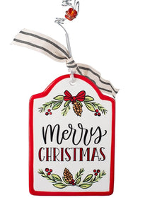 Merry Christmas Ceramic Tag Ornament