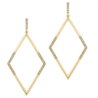 Gold Diamond Rhinestone 1.75" Earring