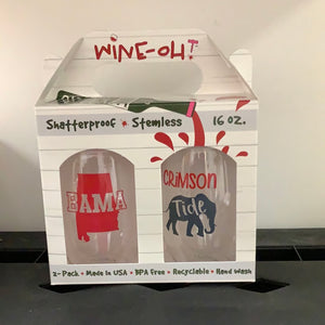 Wine-oh Bama Crimson Tide Stemless Two Pack