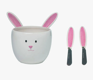 Ceramic Bunny Bowl with Ear Spreaders