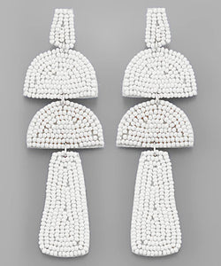 White Beaded Tiered Earrings