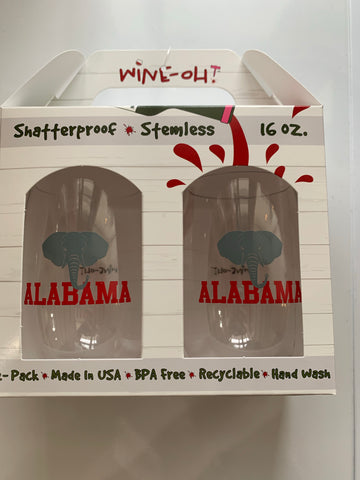 Wine-Oh Stemless Alabama set of 2