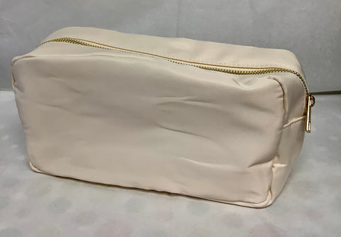 Cream Nylon Cosmetic Bag