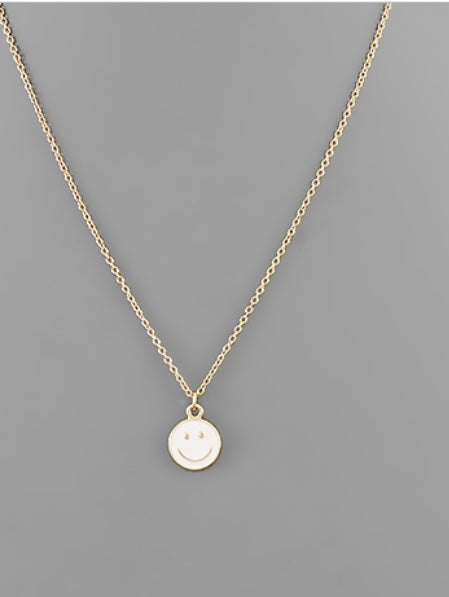 White Smiley Face Necklace