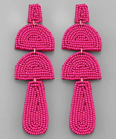 Pink Beaded Tiered Earrings