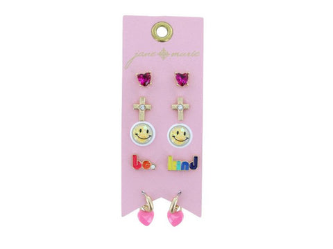 Pink Crystal Heart Assorted Earrings